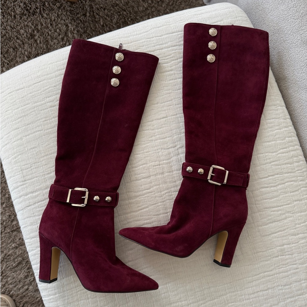 White House Black Market Burgundy Knee-High Boots